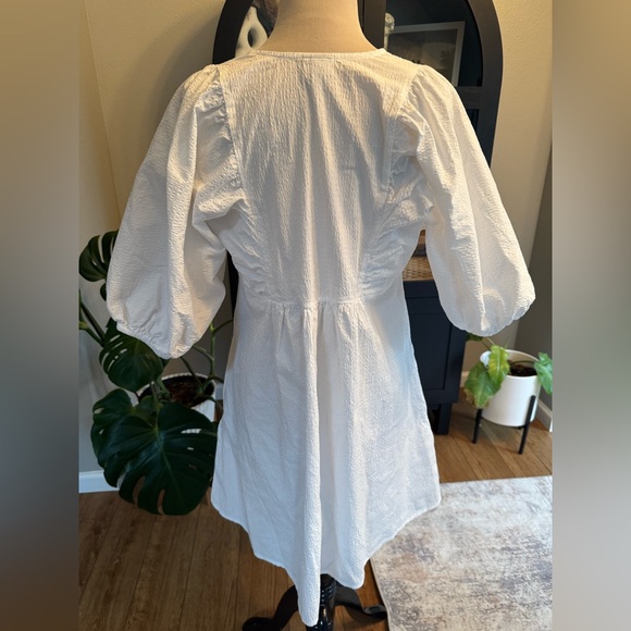 A New Day Women's Puff Short Sleeve Dress - white size small - Picture 9 of 10